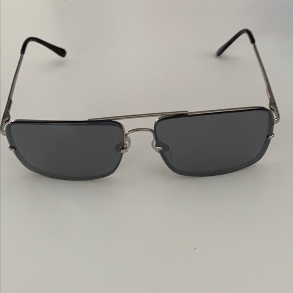 Silver Rimmed Rectangular Sunglasses